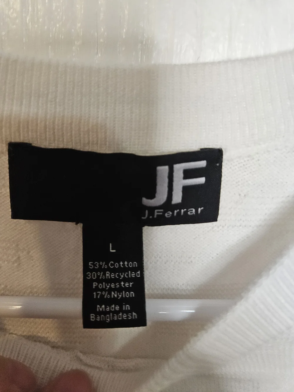 Men’s White Textured Short-Sleeve Crewneck Sweater